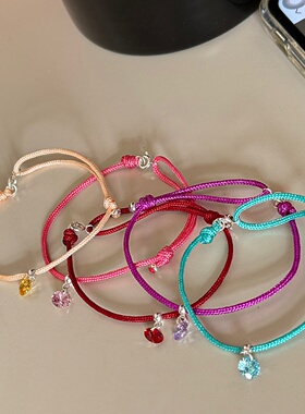 异彩S925纯银手绳锆石吊坠可调