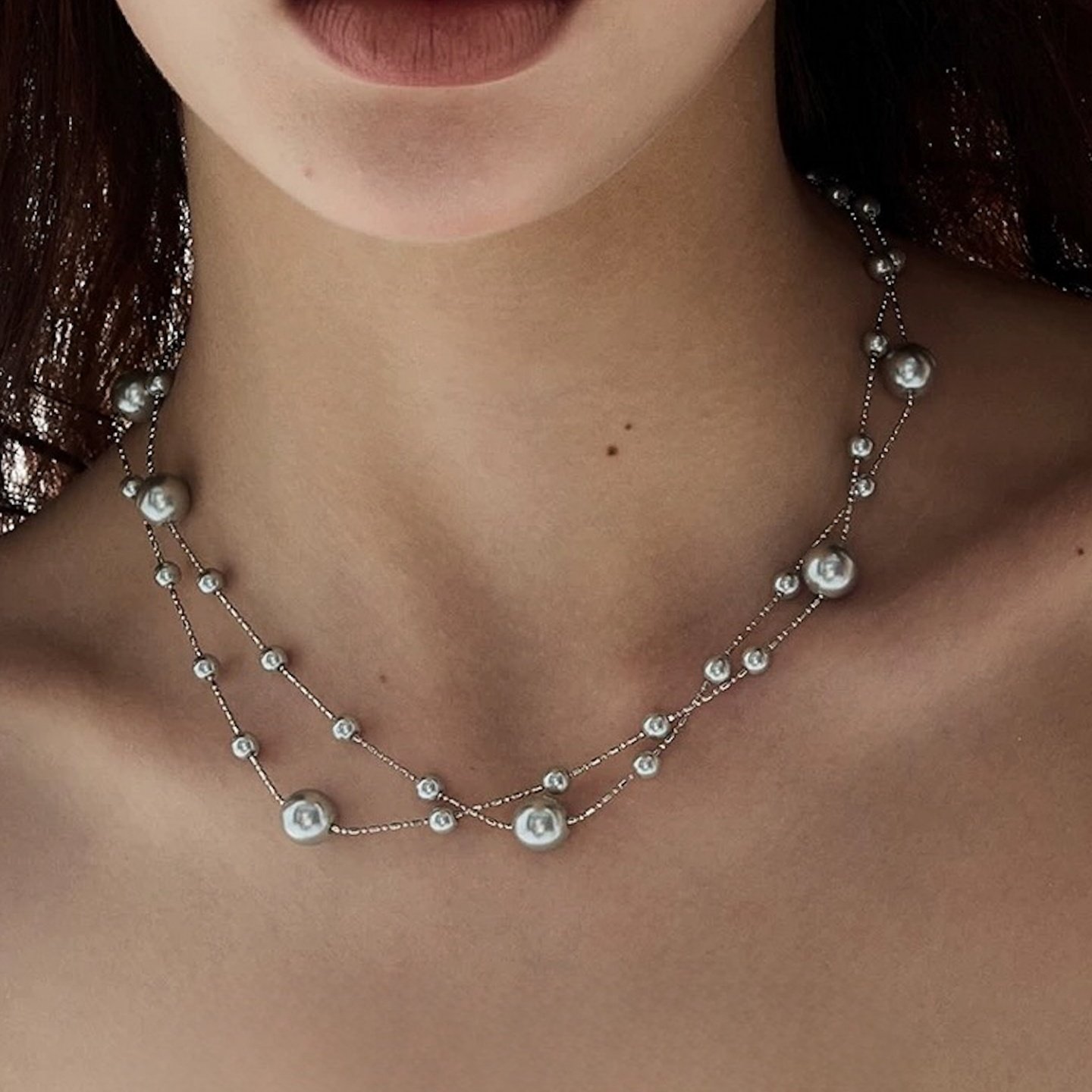 秋冬季长短款满天星珍珠项链轻奢气质小众锁骨链毛衣链时尚通勤