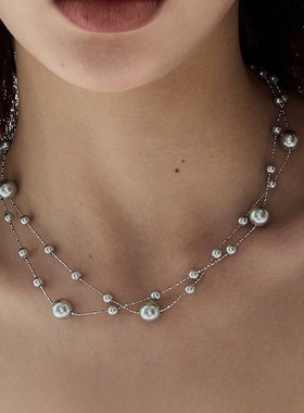 长款满天星珍珠项链女锁骨链
