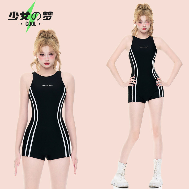 少女梦高端连体竞速速干游泳衣女图片