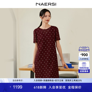 羅纱格 NAERSI 娜尔思波点短袖 裙子 618新降 连衣裙女24夏装 新款