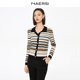 通勤个性 NAERSI 春秋季 气质翻领条横针织衫 减龄上衣 娜尔思时尚