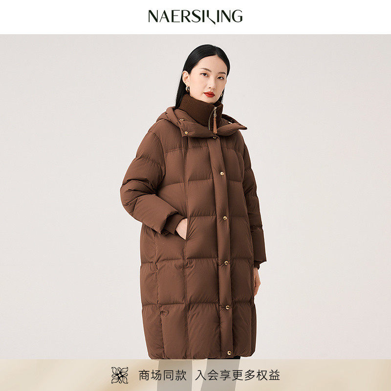 【长白山鹅绒】NAERSI娜尔思商场同款羽绒服灯芯绒材质拼接25冬新