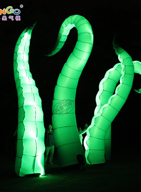 商场海洋装饰充气绿色章鱼腿章鱼鱿鱼园林户外美陈气模可定制