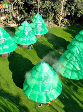 充气绿色喷水树气模仿真植物商场中庭酒店落地森系美陈装饰风机