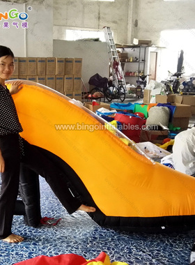 充气橙色高跟鞋气模商场活动卡通仿真鞋子广告宣传美陈装饰风机