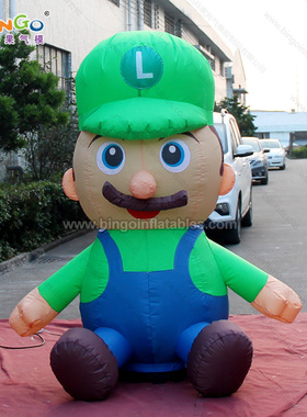 绿色充气超级马里奥气模圣诞节新年固定卡通儿童乐园装饰美陈