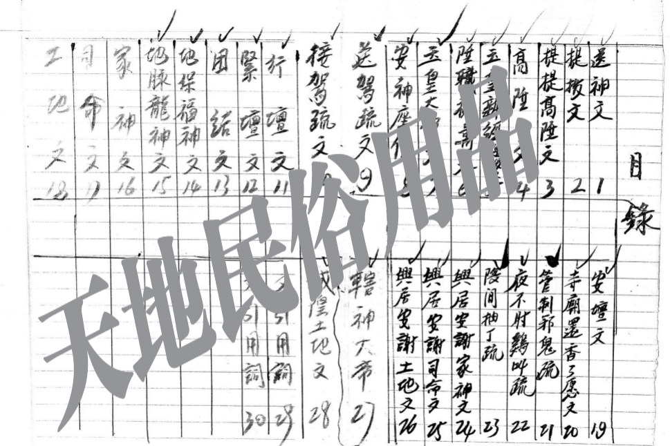 坛门文编/约30种/电子扫描件/疏文/宗教表文大牒文/黄表纸/全手写