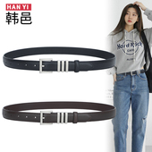 头层牛皮高级感真皮黑腰带女百搭牛仔裤 带简约 饰裤 时尚 皮带休闲装