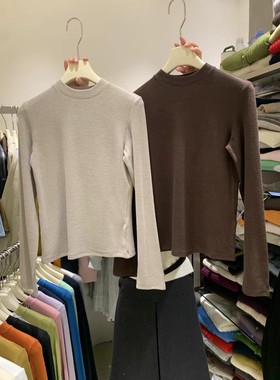 十三行高货圆领纯色针织衫2026早春新款时尚百搭显瘦打底上衣女潮