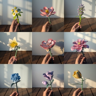 2026国产潘洛斯积木花益智DIY仿真玩具新年生日情人节礼物送女生