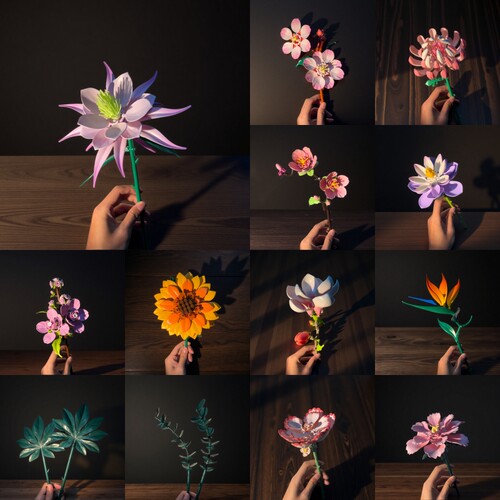 新款潘洛斯永生积木花益智拼装手工仿真玩具新年情人节男女生礼物