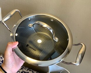 欧酷20cm 24cm炒锅 18-10三层钢光刻晶纹少油烟幸福煎锅干锅 汤锅