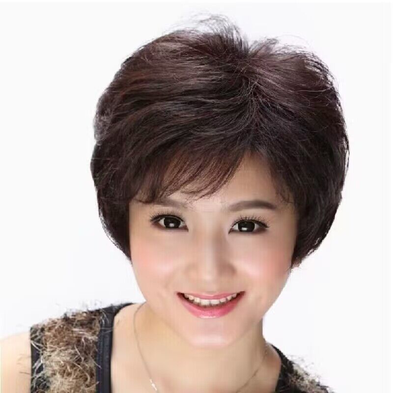 中老年妈妈真人发丝短卷发