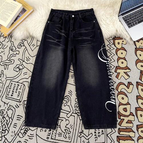 Autumnletterprintedjeans
