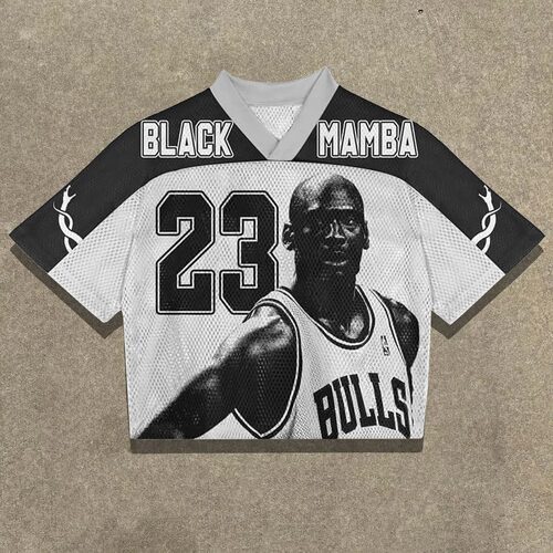 Oversized T-shirt baseball jersey V-neck short sleeved shirt