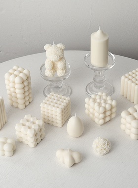 ins风异形香薰蜡烛摆件手工自制白色魔方蜡烛家居装饰民宿软装