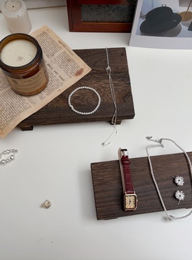 复古实木收纳盘ins桌面化妆品首饰杂物整理置物盘长方形木质托盘