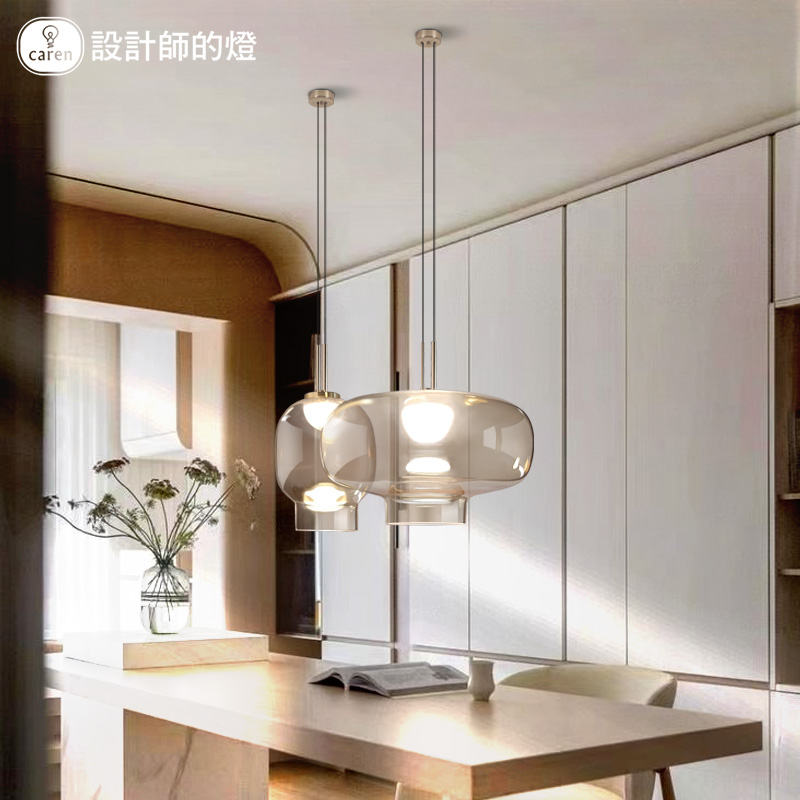 设计师的灯2024年新款高级复古干邑色玻璃网红吧台低奢简约餐吊灯