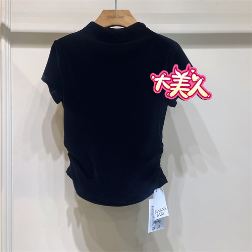 B2S4C243-399BANANABABY2026秋季香蕉宝贝专柜正品小立领丝绒上衣