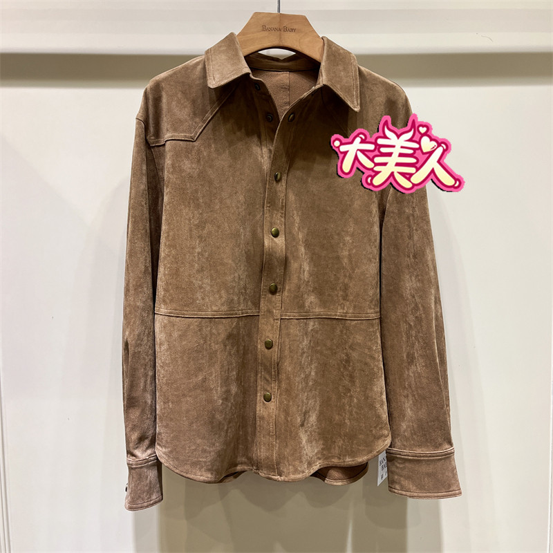 B2S3W103-639BANANABABY2026秋季香蕉宝贝专柜正品丝麂皮衬衫外套