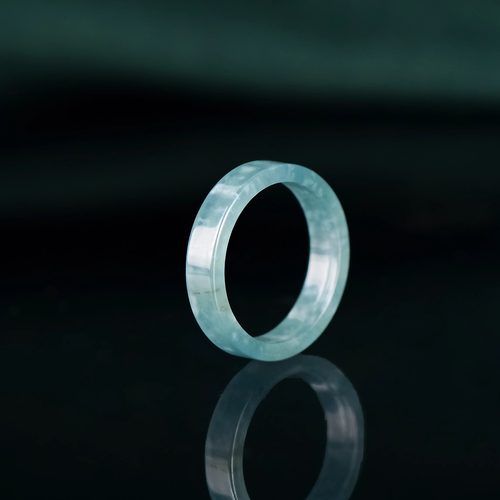 【翠禧珠宝】天然A货翡翠冰蓝水小方戒指男女款素圈指环玉石方戒