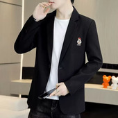新款 刺绣潮流上衣西装 春秋季 休闲韩版 发型师外套西服 帅气修身 男士