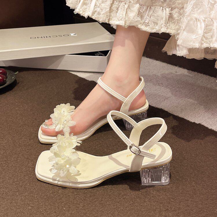 法式高跟凉鞋女2026夏季新款仙女风法式绝美凉鞋女气质粗跟凉鞋女