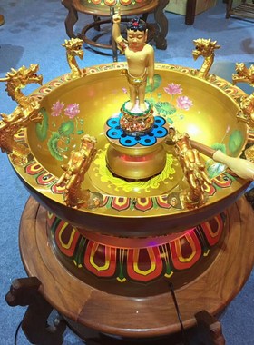 珐琅彩纯铜台湾浴佛节景泰蓝