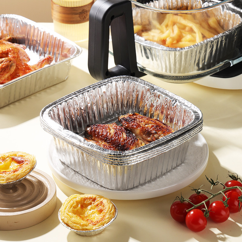 加厚耐高温烤箱锡纸空气炸锅专用烧烤锡纸盘大号方形食品级家用
