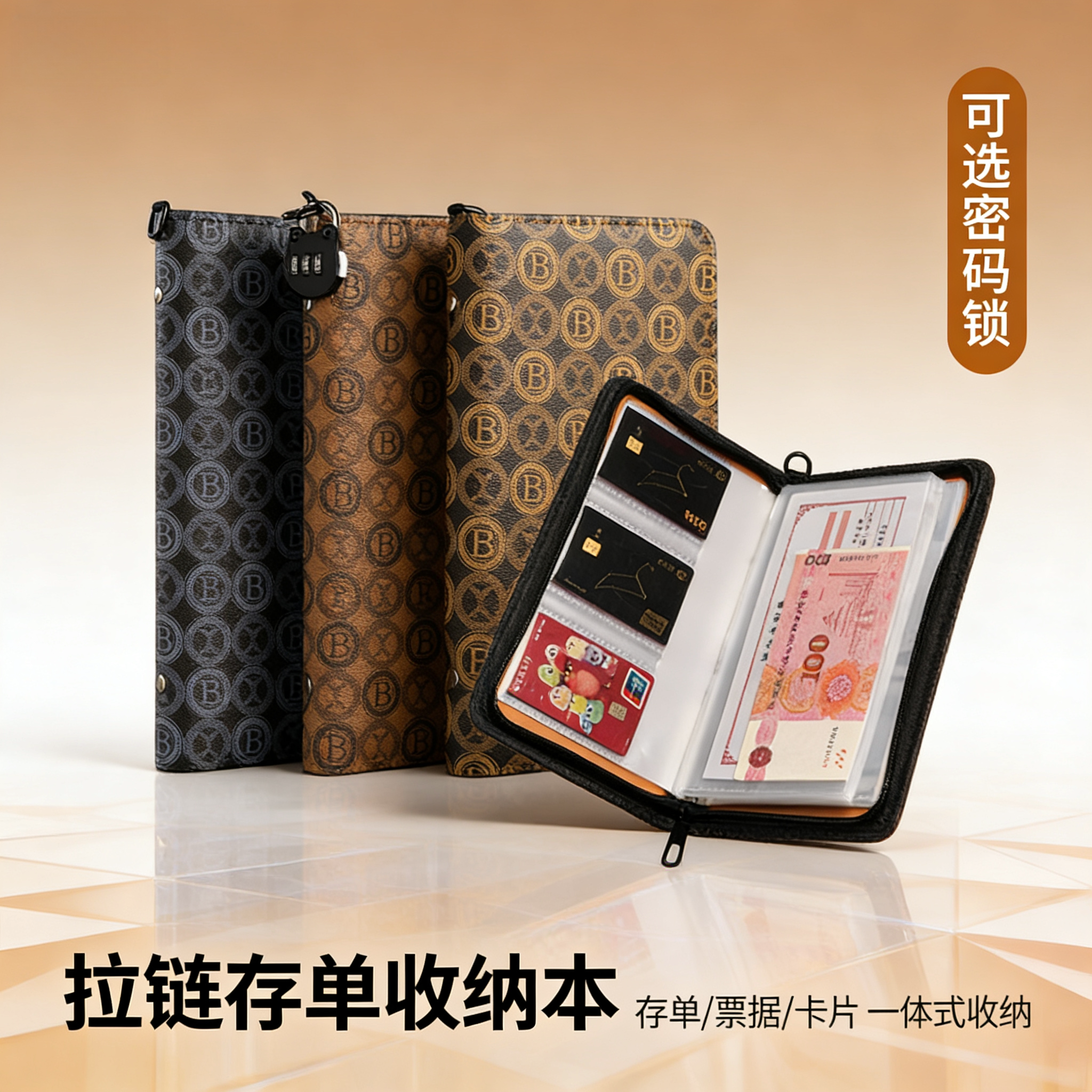 拉链存单收纳定期银行存单收纳册
