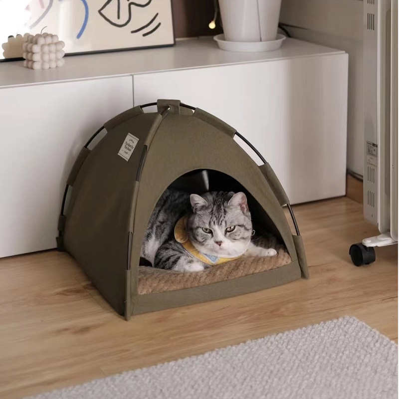 尾巴生活猫窝猫帐篷四季通用猫屋半封闭式夏季可拆洗保暖狗窝大号