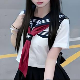 三角巾jk水手服领巾基础款学院风纯色制服日系手打大领结环扣白色