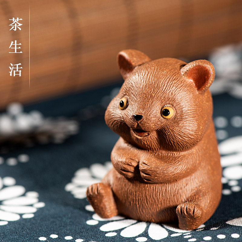 茶宠紫砂可爱小老鼠雕塑茶玩生肖鼠小萌鼠摆件茶盘家具装饰品礼物