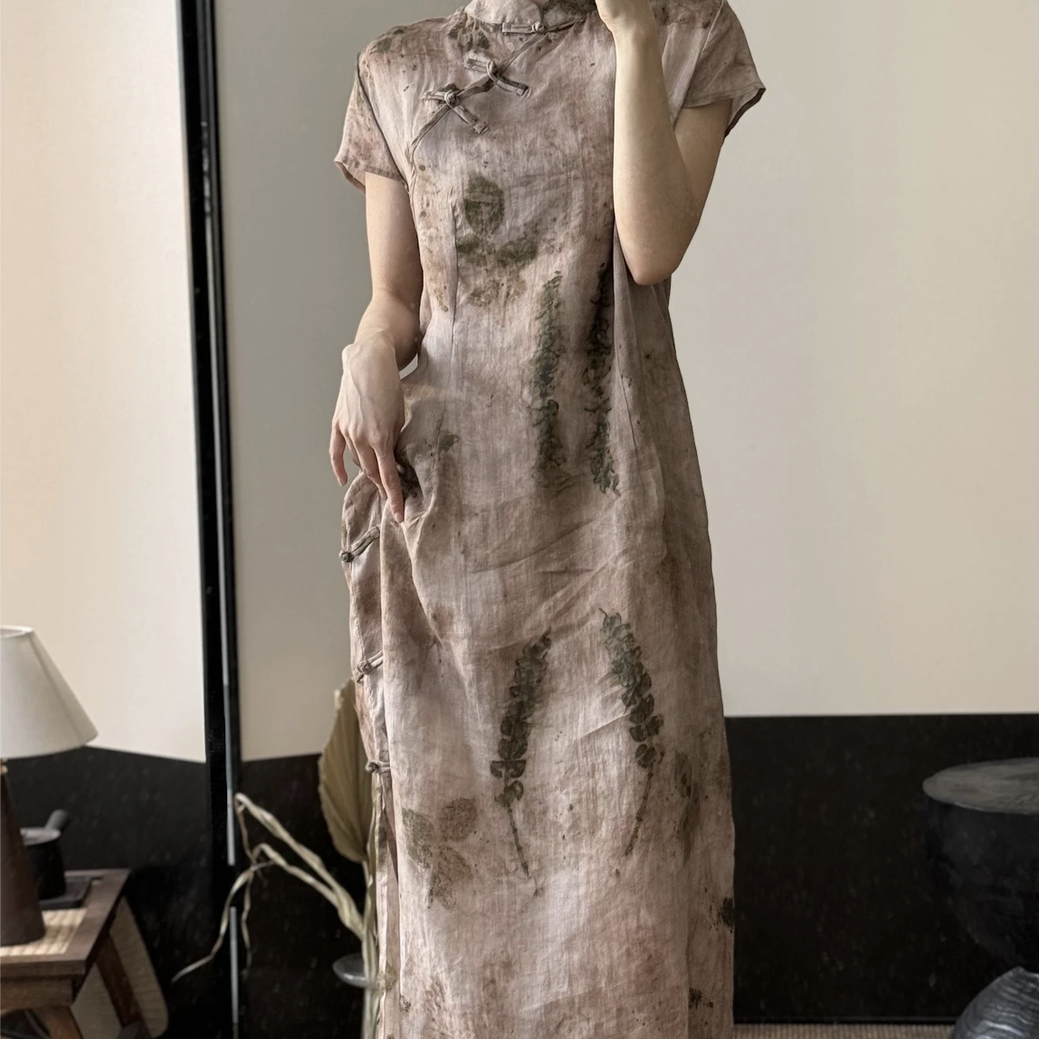 日常古法旗袍扎染新中式全开襟