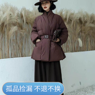 设计感收腰羽绒服女2025冬新款小众慵懒风白鸭绒超暖和时髦外套女