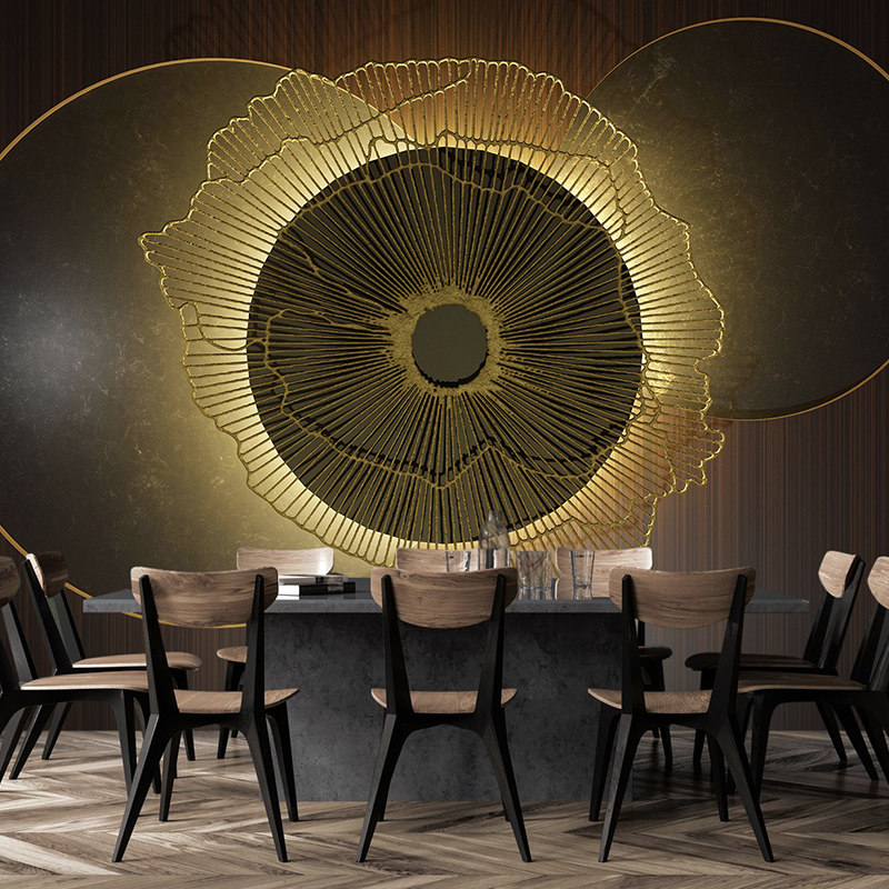 墙酷 进口新古典木纹3d立体墙纸商业展厅壁纸餐厅玄关壁画 光明