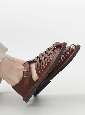 日本代购直邮ARTESANOS女款凉鞋真皮复古舒适百搭夏季