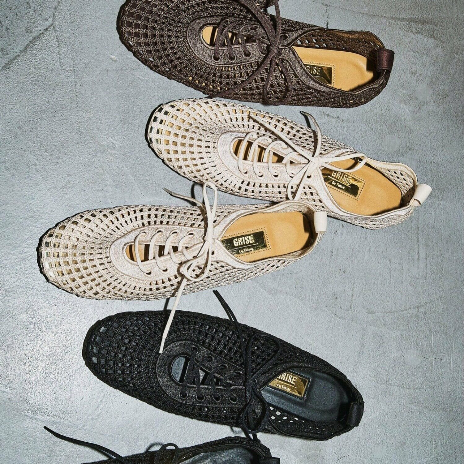 日本制代购直邮GRISE EMBROIDERY系带编织平底休闲女鞋