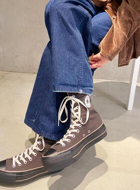 日本代购converse匡威 23AW LIFTED KNEE-HI摇滚风厚底高帮帆布鞋