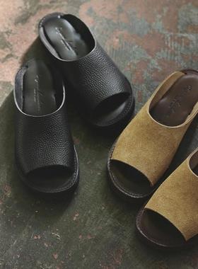 日本制代购直邮Organic handloom RICHT复古休闲手工拖鞋百搭舒适