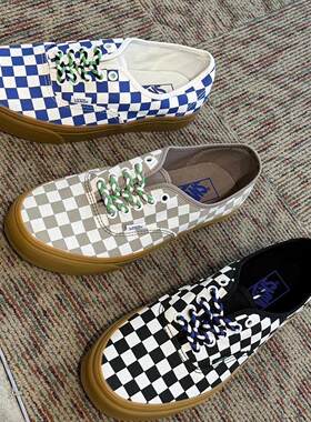 折扣日本代购直邮vans AUTHENTIC棋盘格焦糖生胶底休闲帆布鞋板鞋