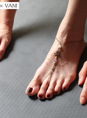 日本代购直邮小众VANI手工瑜伽配件脚链印度制紫水晶月光石ri-1