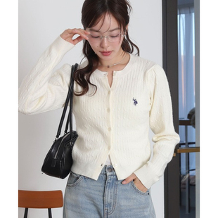日本代购直邮U.S. POLO ASSN. WEGO限定春季麻花针织开襟衫女款