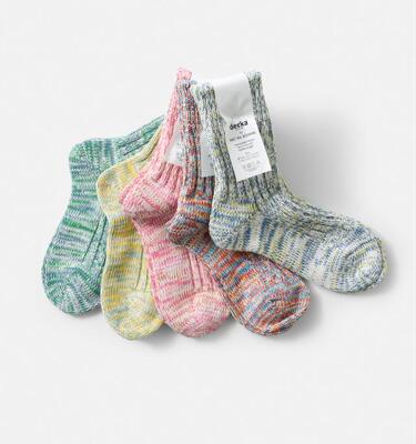 日本代购直邮decka Heavyweight 多彩混纺日本制粗织混染复古袜子