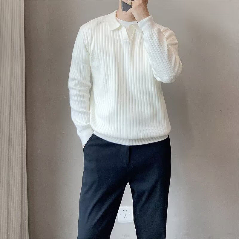 许我耀眼陈伟霆沈皓明唐晓天于一鸣同款毛衣轻熟风纯色翻领针织衫