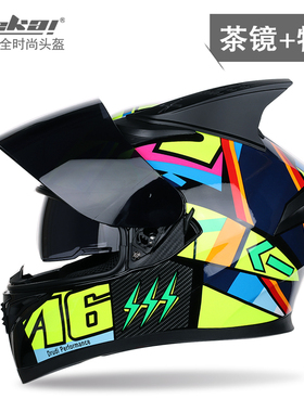 JIEKAI摩托车头盔男女士头灰盗机车安全帽四季保暖防雾全覆式全盔