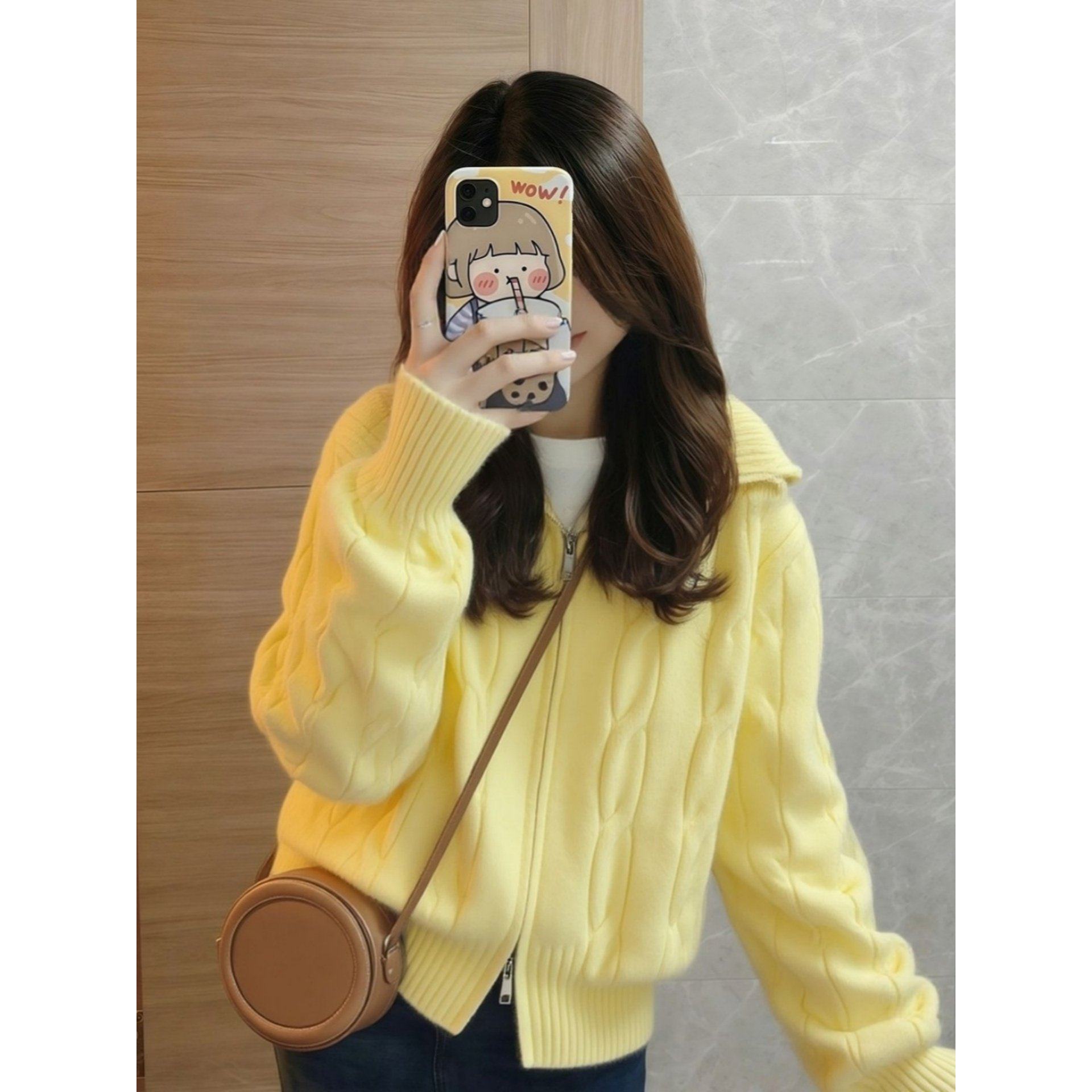 时尚保暖内搭高领麻花纹双拉链长袖针织毛衣开衫外套春秋冬季上衣