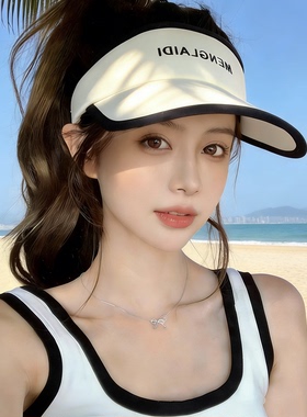 运动风防晒帽女夏季防紫外线空顶帽户外沙滩显脸小三亚鸭舌遮阳帽