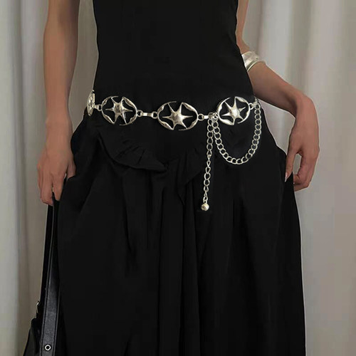星星银色金属腰链女配饰新款裙子链条朋克高级感简约百搭腰带收腰